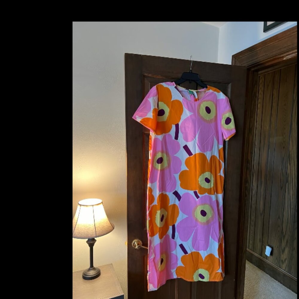 Marimekko Kemut Unikko Poplin Midi Dress, Size 36